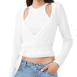 EUC- GANNI RIB JERSEY WRAP BLOUSE Sz 40